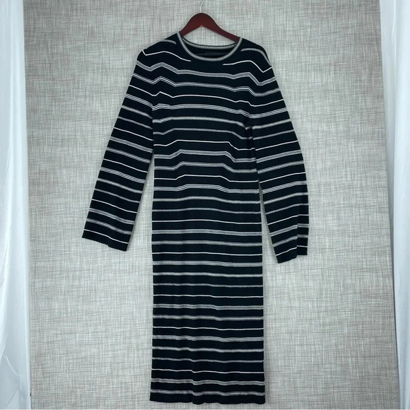 J. Crew Dress long sleeve size L striped 1420 - Picture 1 of 9